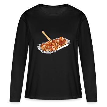 Currywurst Curry Wurst Bratwurst Berlin Ruhrpott - T-shirt manches longues Premium bio Femme - noir - Devant - Julia (174cm)