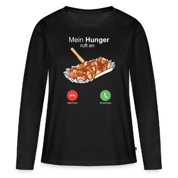 Currywurst Curry Wurst Bratwurst Berliner Ruhrpott - Frauen Premium Bio Langarmshirt - Schwarz - Vorne - Julia (174cm)