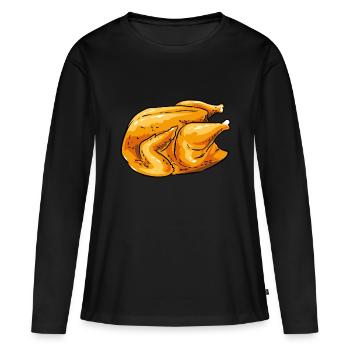 BBQ Broiler Brathhähnchen Grillhähnchen Hendl Huhn - Frauen Premium Bio Langarmshirt - Schwarz - Vorne - Julia (174cm)
