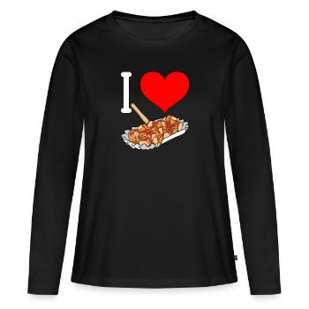 Saucisse de curry curry saucisse saucisse rôtie Ruhrpott berlinois - T-shirt manches longues Premium bio Femme - noir - Devant - Julia (174cm)