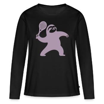 Sloth Silhouette Tennis Serve Minimaliste - T-shirt manches longues Premium bio Femme - noir - Devant - Julia (174cm)