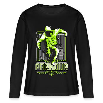 Parkour - T-shirt manches longues Premium bio Femme - noir - Devant - Julia (174cm)