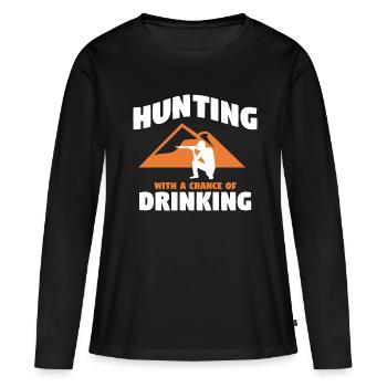 Chasse Chasse Chasseur Fusil Tir Chasse Chasse - T-shirt manches longues Premium bio Femme - noir - Devant - Julia (174cm)