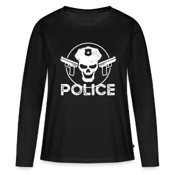 Policier De police Pouvoir d’État PoliceWoman - T-shirt manches longues Premium bio Femme - noir - Devant - Julia (174cm)