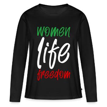 Liberté de vie des femmes - T-shirt manches longues Premium bio Femme - noir - Devant - Julia (174cm)