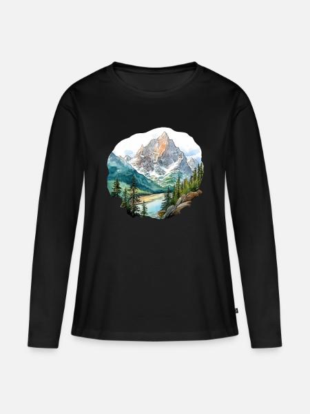 Berge - Frauen Premium Bio Langarmshirt - Schwarz