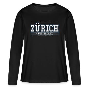 Zurich - Women's Premium Organic Long Sleeve Shirt - black - Front - Julia (174cm)