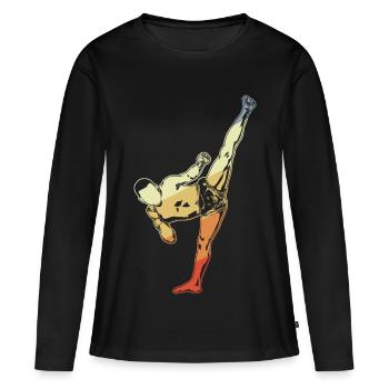 Kickboxer Vintage Look - T-shirt manches longues Premium bio Femme - noir - Devant - Julia (174cm)