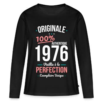 1976 – Originale – Exemplaire unique - T-shirt manches longues Premium bio Femme - noir - Devant - Julia (174cm)