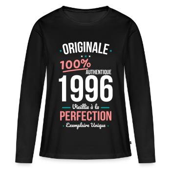 1996 – Originale – Exemplaire unique - T-shirt manches longues Premium bio Femme - noir - Devant - Julia (174cm)