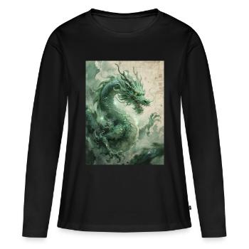 Le Souverain d'Orient : Le Dragon Azur (Qinglong) - T-shirt manches longues Premium bio Femme - noir - Devant - Julia (174cm)