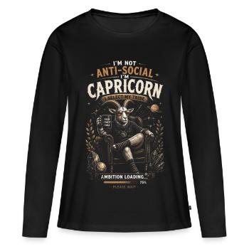 Capricorne Ambition Tribal - Zodiaque Humour - T-shirt manches longues Premium bio Femme - noir - Devant - Julia (174cm)