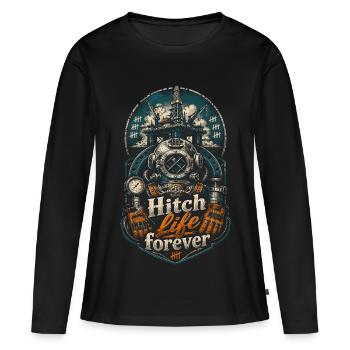 Travailleur en eaux profondes Vie pour toujours - T-shirt manches longues Premium bio Femme - noir - Devant - Julia (174cm)