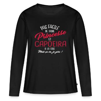 Princesse et capoeira - T-shirt manches longues Premium bio Femme - noir - Devant - Julia (174cm)
