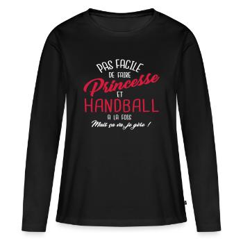 Princesse et handball - T-shirt manches longues Premium bio Femme - noir - Devant - Julia (174cm)