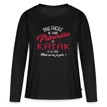 Princesse et kayak - T-shirt manches longues Premium bio Femme - noir - Devant - Julia (174cm)