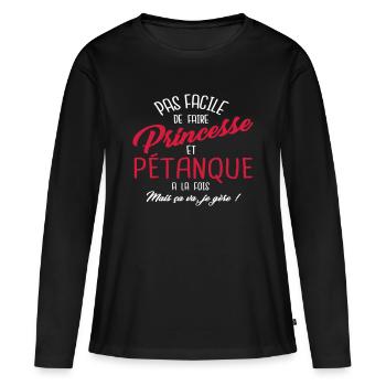 Princesse et pétanque - T-shirt manches longues Premium bio Femme - noir - Devant - Julia (174cm)