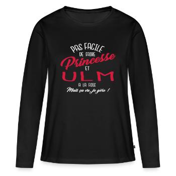 Princesse et ULM - T-shirt manches longues Premium bio Femme - noir - Devant - Julia (174cm)