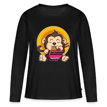 Ramen Life Motiv Affen Motiv Shirt Ramen Noodle - Frauen Premium Bio Langarmshirt - Schwarz - Vorne - Julia (174cm)