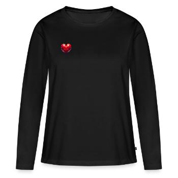 Polygone de cœur - T-shirt manches longues Premium bio Femme - noir - Devant - Julia (174cm)