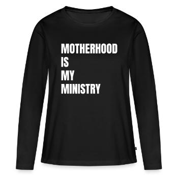 La maternité est mon ministère - T-shirt manches longues Premium bio Femme - noir - Devant - Julia (174cm)