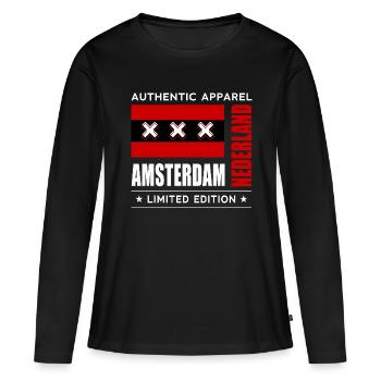 Amsterdam - T-shirt manches longues Premium bio Femme - noir - Devant - Julia (174cm)
