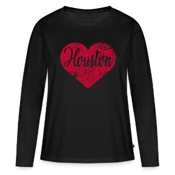 Houston Herz - Frauen Premium Bio Langarmshirt - Schwarz - Vorne - Julia (174cm)