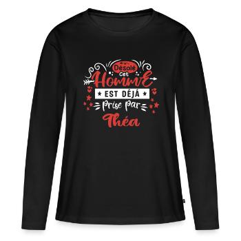 Cadeau Homme déja pris par Théa - T-shirt manches longues Premium bio Femme - noir - Devant - Julia (174cm)