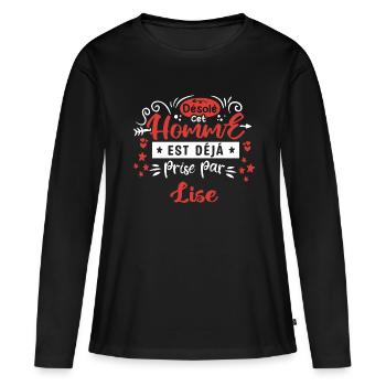 Cadeau Homme déja pris par Lise - T-shirt manches longues Premium bio Femme - noir - Devant - Julia (174cm)