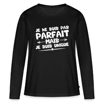 Je ne suis pas parfait mais je suis unique - T-shirt manches longues Premium bio Femme - noir - Devant - Julia (174cm)