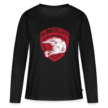 blason sport casque casque de motocross - T-shirt manches longues Premium bio Femme - noir - Devant - Julia (174cm)