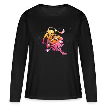 Lion Signe astrologique Horoscope Astrologie - T-shirt manches longues Premium bio Femme - noir - Devant - Julia (174cm)