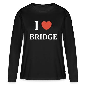 i love Bridge - T-shirt manches longues Premium bio Femme - noir - Devant - Julia (174cm)