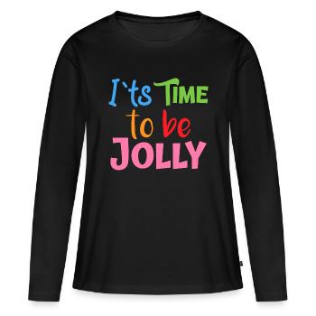 jolly's time - T-shirt manches longues Premium bio Femme - noir - Devant - Julia (174cm)