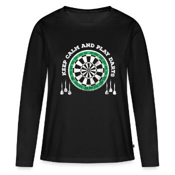 Fléchettes Fléchettes Dartboard Lancer Flèche - T-shirt manches longues Premium bio Femme - noir - Devant - Julia (174cm)