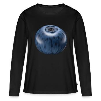 Blaubeer-Fruchtgeschenk - Frauen Premium Bio Langarmshirt - Schwarz - Vorne - Julia (174cm)