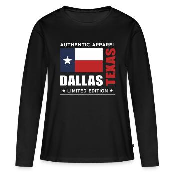 Dallas - Frauen Premium Bio Langarmshirt - Schwarz - Vorne - Julia (174cm)
