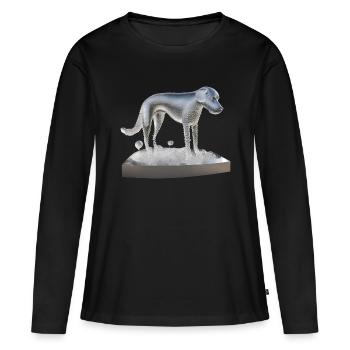 Un chien fait d’eau / gouttes d’eau - T-shirt manches longues Premium bio Femme - noir - Devant - Julia (174cm)