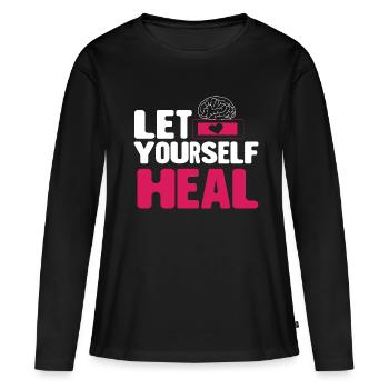 Yoga de méditation auto-guérisseur - T-shirt manches longues Premium bio Femme - noir - Devant - Julia (174cm)