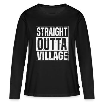 Straight Outta Village - Women's Premium Organic Long Sleeve Shirt - black - Front - Julia (174cm)