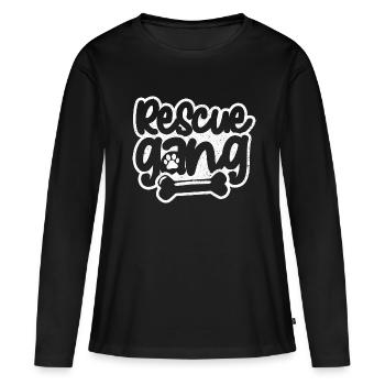 Refuge chien Sauvetage animaux Refuge pour chiens - T-shirt manches longues Premium bio Femme - noir - Devant - Julia (174cm)