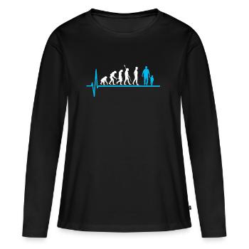 Père Enfant Evolution Papa Paternité - T-shirt manches longues Premium bio Femme - noir - Devant - Julia (174cm)