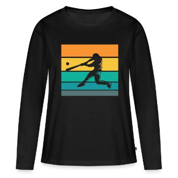 Joueur de baseball Baseball Batteur de batte de baseball - T-shirt manches longues Premium bio Femme - noir - Devant - Julia (174cm)