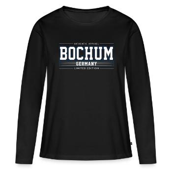 Bochum - Frauen Premium Bio Langarmshirt - Schwarz - Vorne - Julia (174cm)