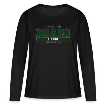 Miami - T-shirt manches longues Premium bio Femme - noir - Devant - Julia (174cm)