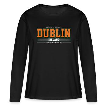 Dublin - T-shirt manches longues Premium bio Femme - noir - Devant - Julia (174cm)