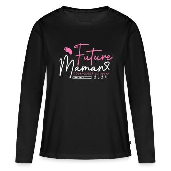 future maman 2024 chargement en cours,cadeaux Mère - T-shirt manches longues Premium bio Femme - noir - Devant - Julia (174cm)