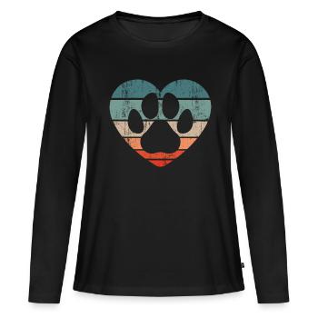 Rétro refuge chien Sauvetage animaux Refuge pour chiens - T-shirt manches longues Premium bio Femme - noir - Devant - Julia (174cm)