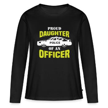 Policier De police Pouvoir d’État PoliceWoman - T-shirt manches longues Premium bio Femme - noir - Devant - Julia (174cm)