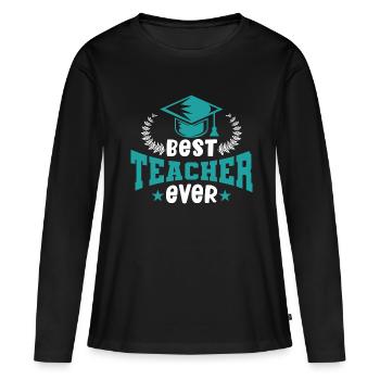 Enseignant École primaire Enseignant Enseignant École secondaire - T-shirt manches longues Premium bio Femme - noir - Devant - Julia (174cm)